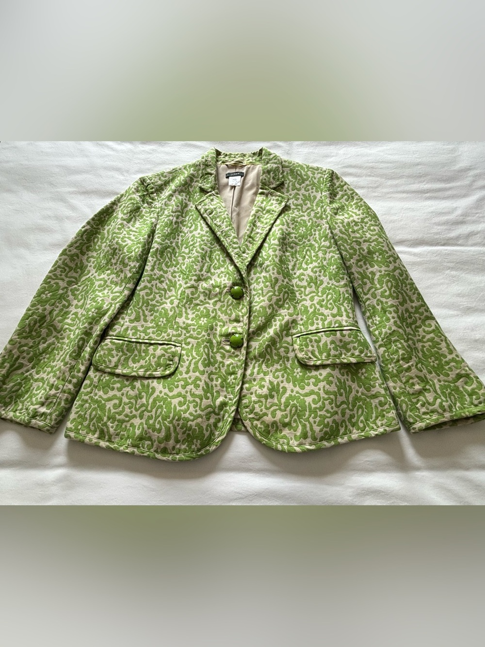 EUC! RARE! J.Crew Linen Patterned Blazer - Picture 1 of 5